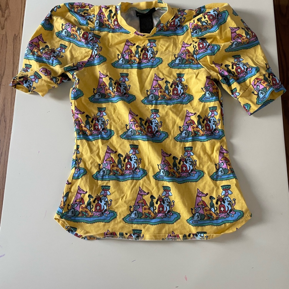 Nooworks dog puff-sleeve top! Size xs